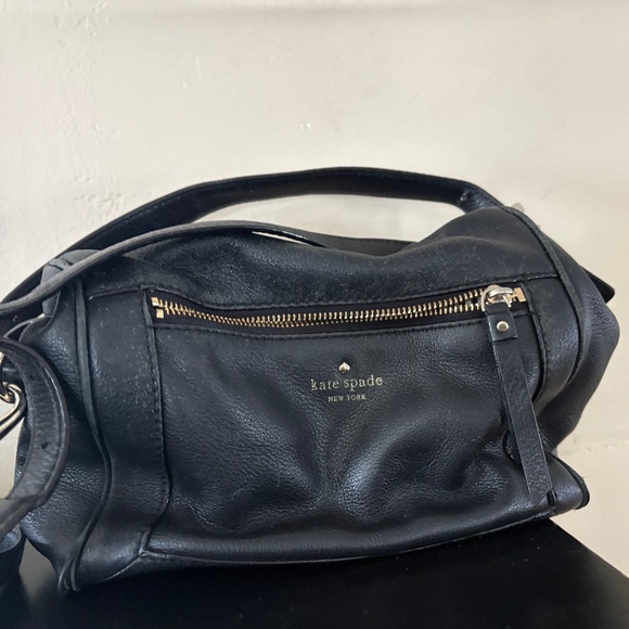 Kate Spade soft leather handbag, double straps and shoulder strap, black, lined - Picture 1 of 10